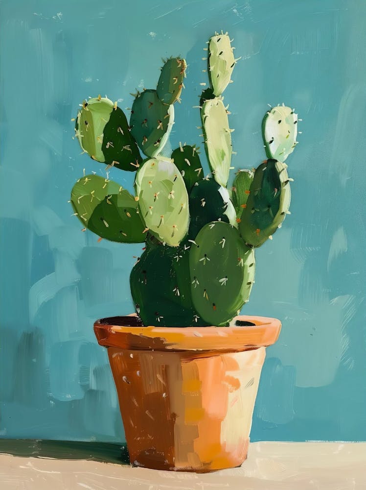 Peinture de Cactus Abstraite Moderne, Mur Nature Morte Cactus, Impression Cactus Coloré, Impression Botanique Minimaliste, Art Mural Imprimable