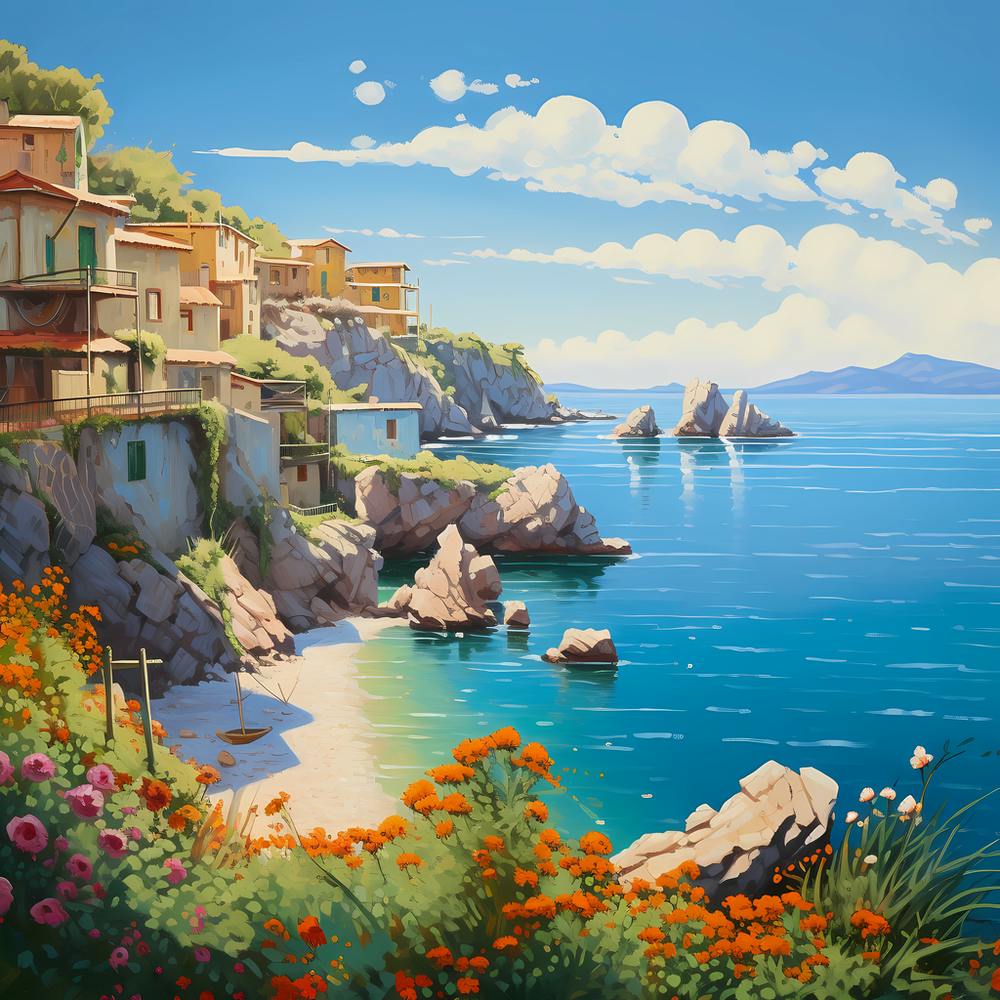 Monet's Blooms in Caribbean Hues