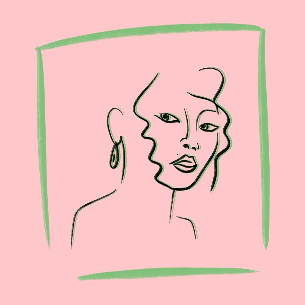 Pink Portrait Sketch Square
