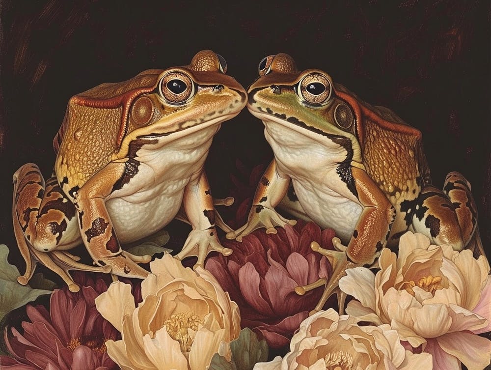 Floral Animal Illustration Frog 1