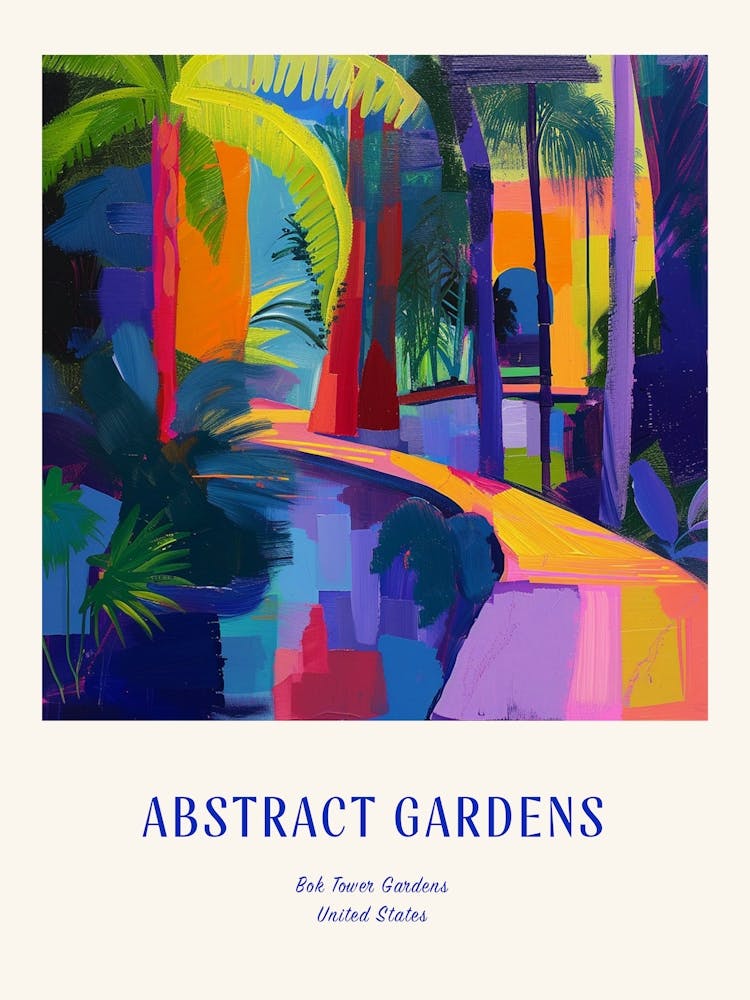 Colourful Gardens Bok Tower Gardens Usa 2 Blue Poster