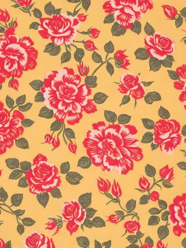 Rose Floral Print Warm Tones 1 Flower