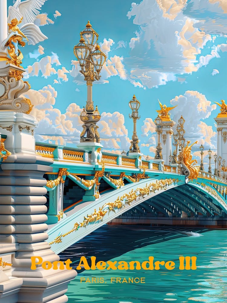 Pont Alexandre Iii Bridge France Digital Travel Art