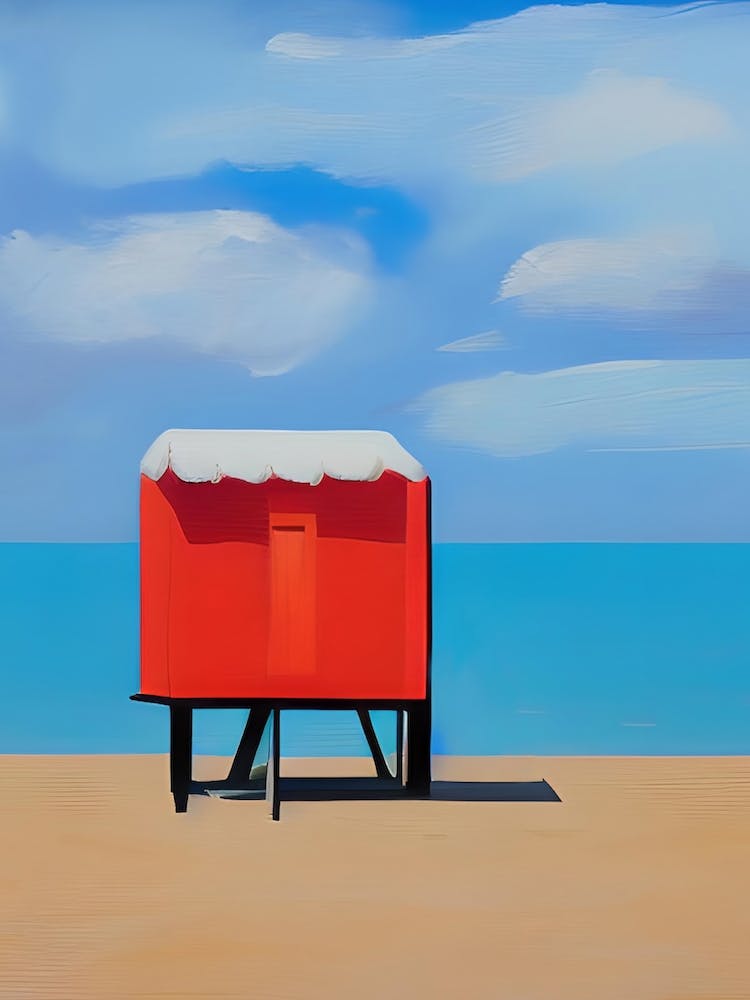 Lone Lifeguard Hut Red