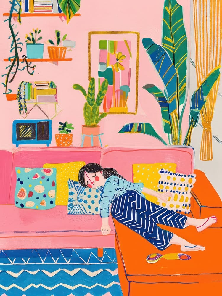L'Heure De La Sieste Illustration Lo Fi Kawaii 1