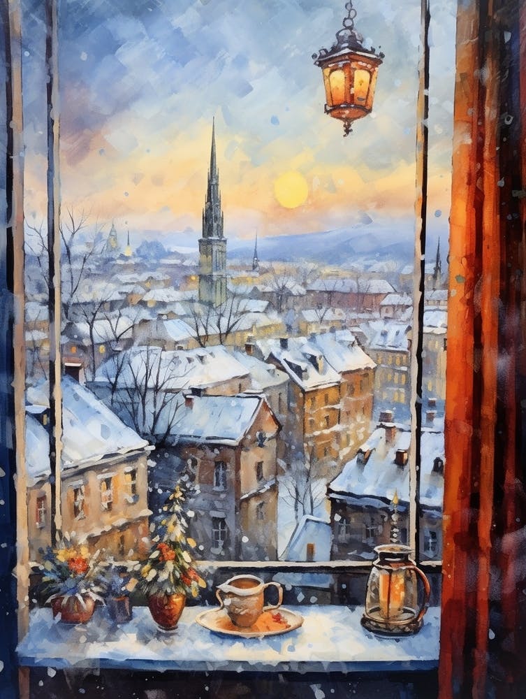 Paysage Urbain Hivernal Krakow Poland 1