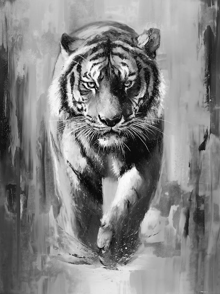 Tiger In Black And White
