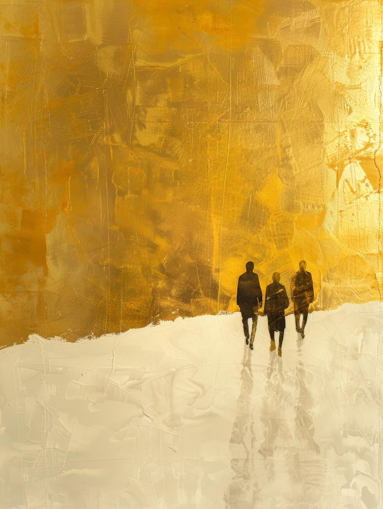 Three People Walking In The Snow