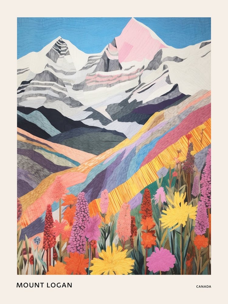 Mount Logan Canada 4 Colourful Mountain Illustration Poster