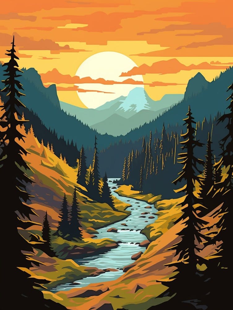 Olympic National Park Retro Pop Art 1