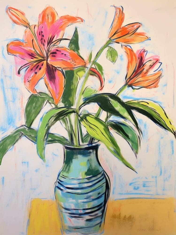 Flower Painting Fauvist Style Gloriosa Lily 3