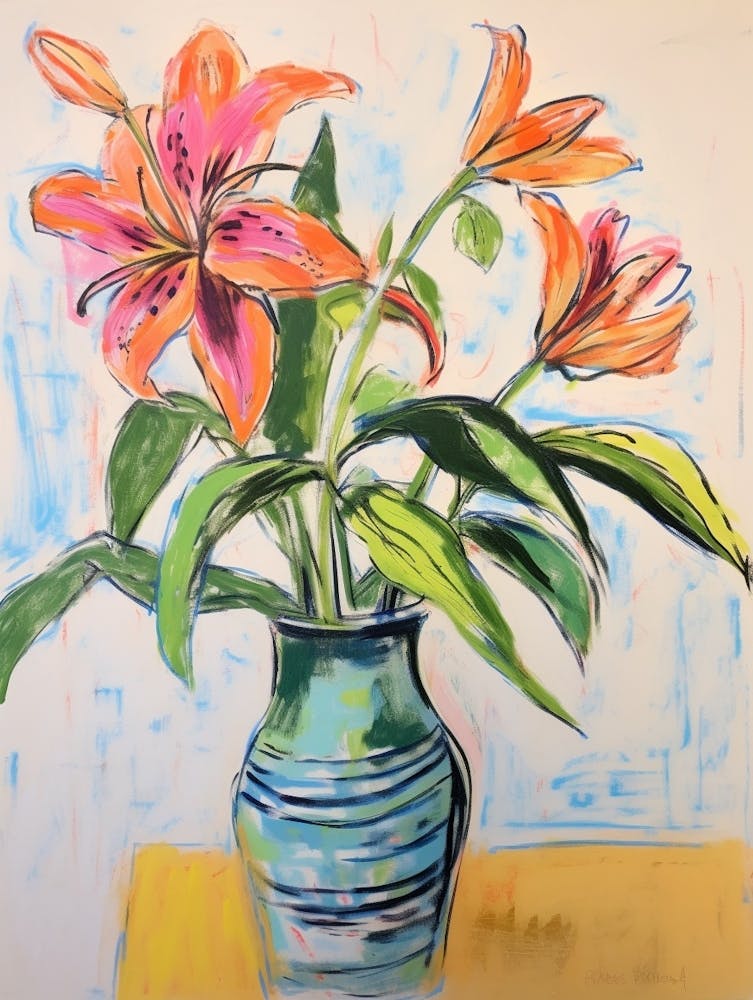 Flower Painting Fauvist Style Gloriosa Lily 3