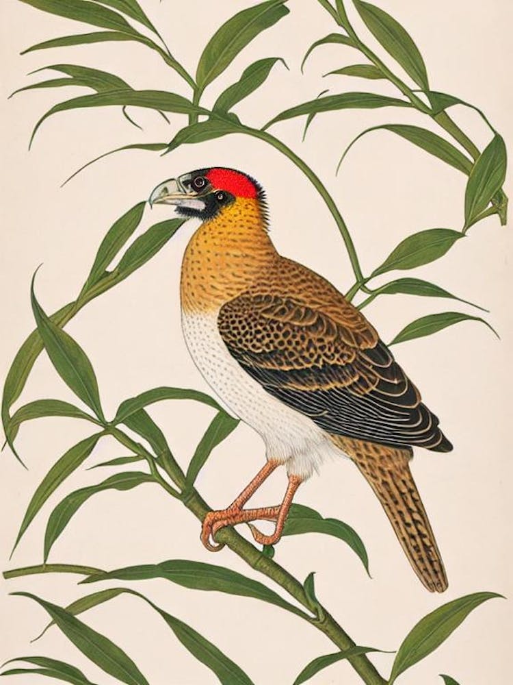 Crested Caracara 2 William Morris Style Bird