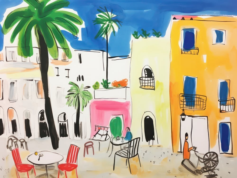Bari Italy Cute Watercolour Illustration 4