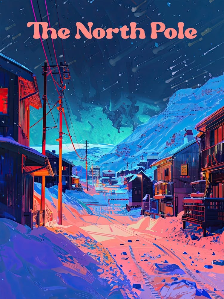 The North Pole Xmas Holiday Travel Art