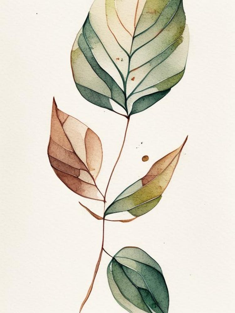 Wild Sarsaparilla Leaf Minimalist Watercolour 1