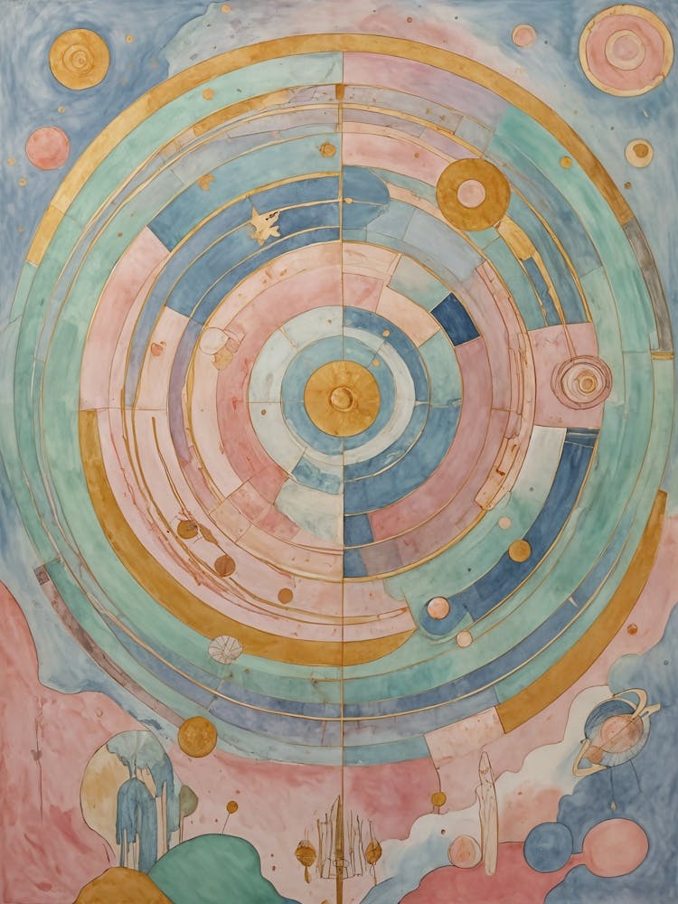 Abstract Solar System In Pastel Colours
