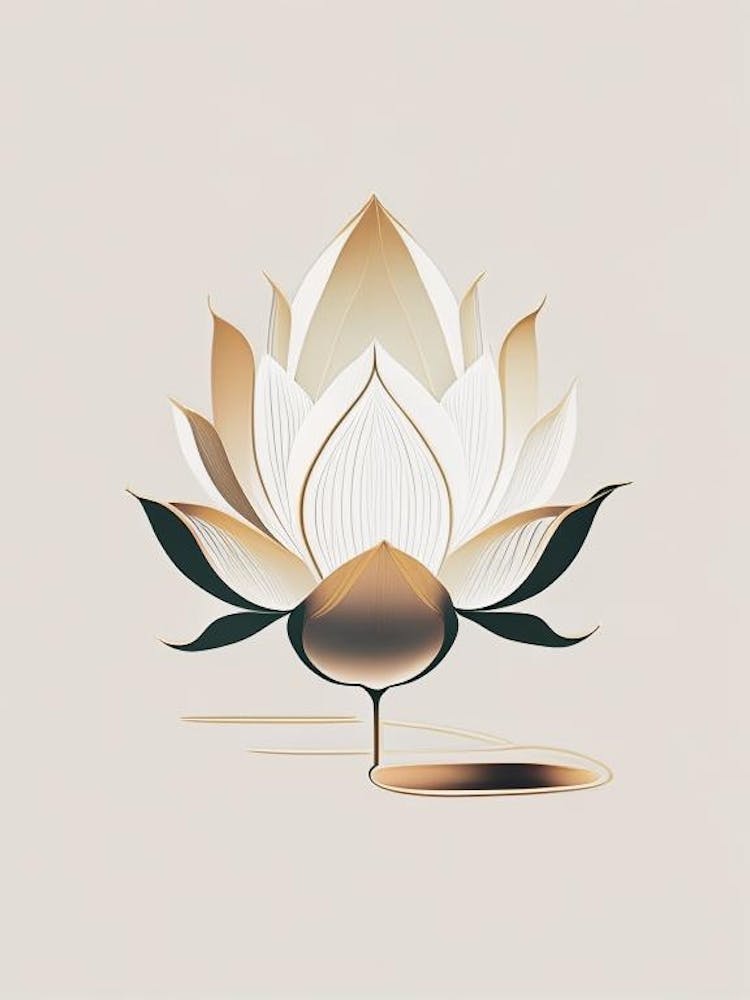 Blooming Lotus Flower In Lake Retro Minimal 5