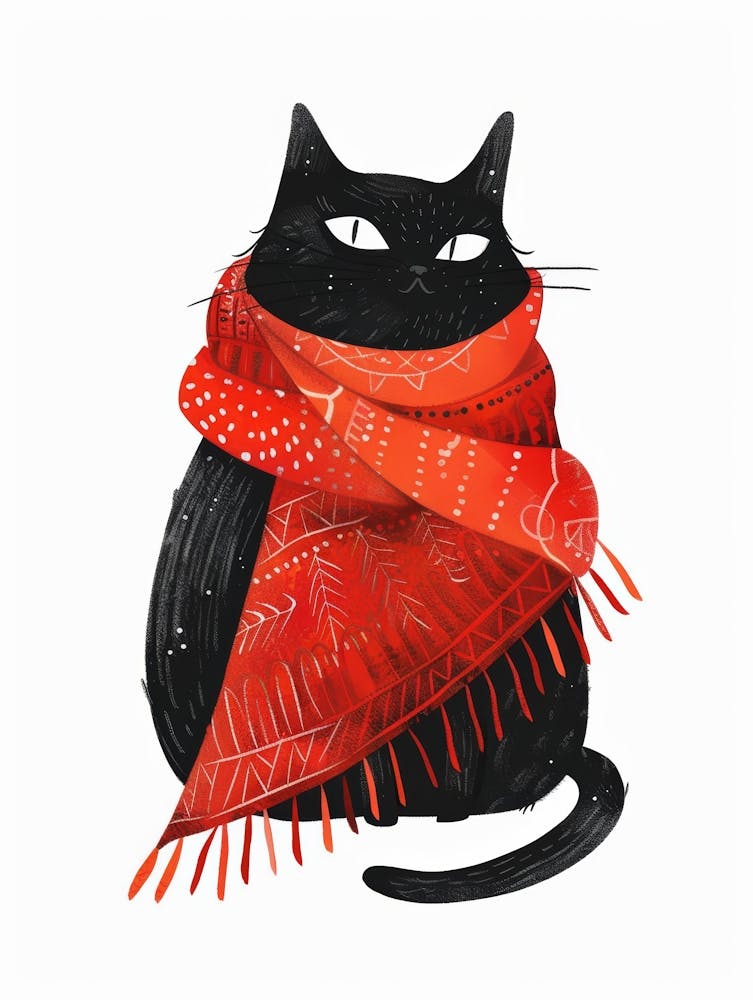 Black Cat With Scarf 1