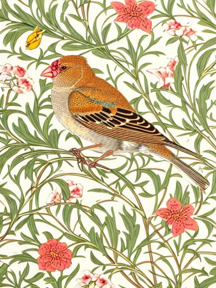 Finch William Morris Style Bird