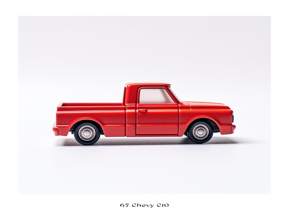 Toy Car 67 Chevy C10 Red Poster