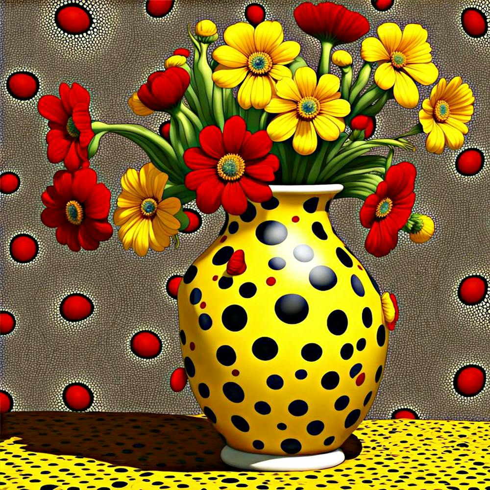 Red And Yellow Vased Flowers 1
