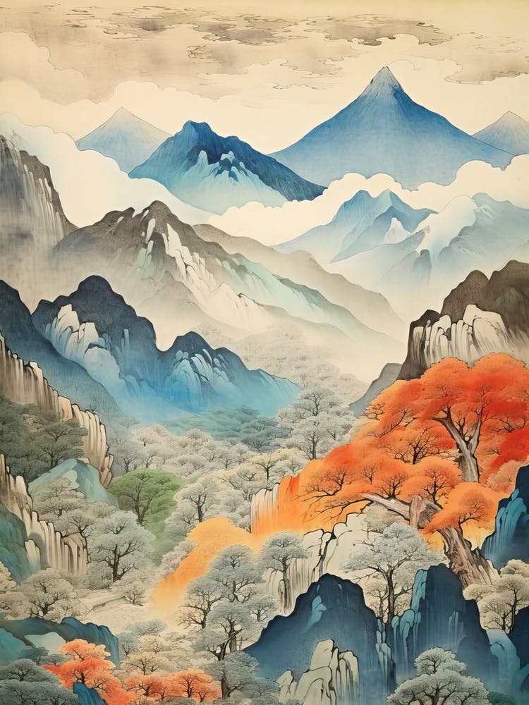 The Japanese Alps In Multiple Prefectures, Ukiyo E Drawing 4