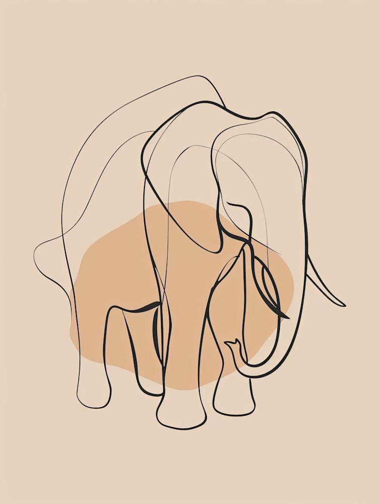 Dessin d'Éléphant - Boho, Dessin au Trait 3