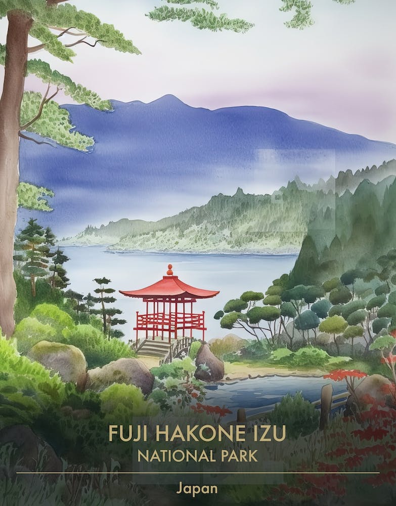 Fuji Hakone Izu National Park Japan Watercolour 1
