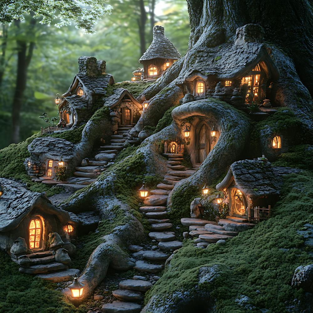 Fantasy Fairy Village Twilight Scene 5
