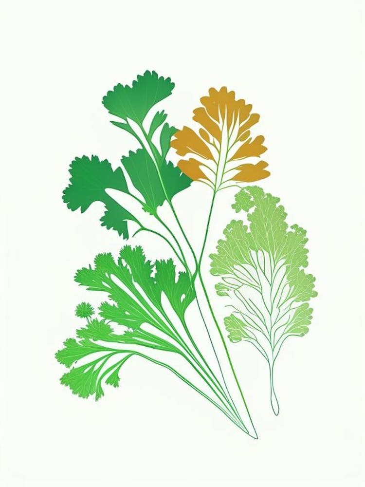 Parsley Spices And Herbs Minimal Line Drawing 1