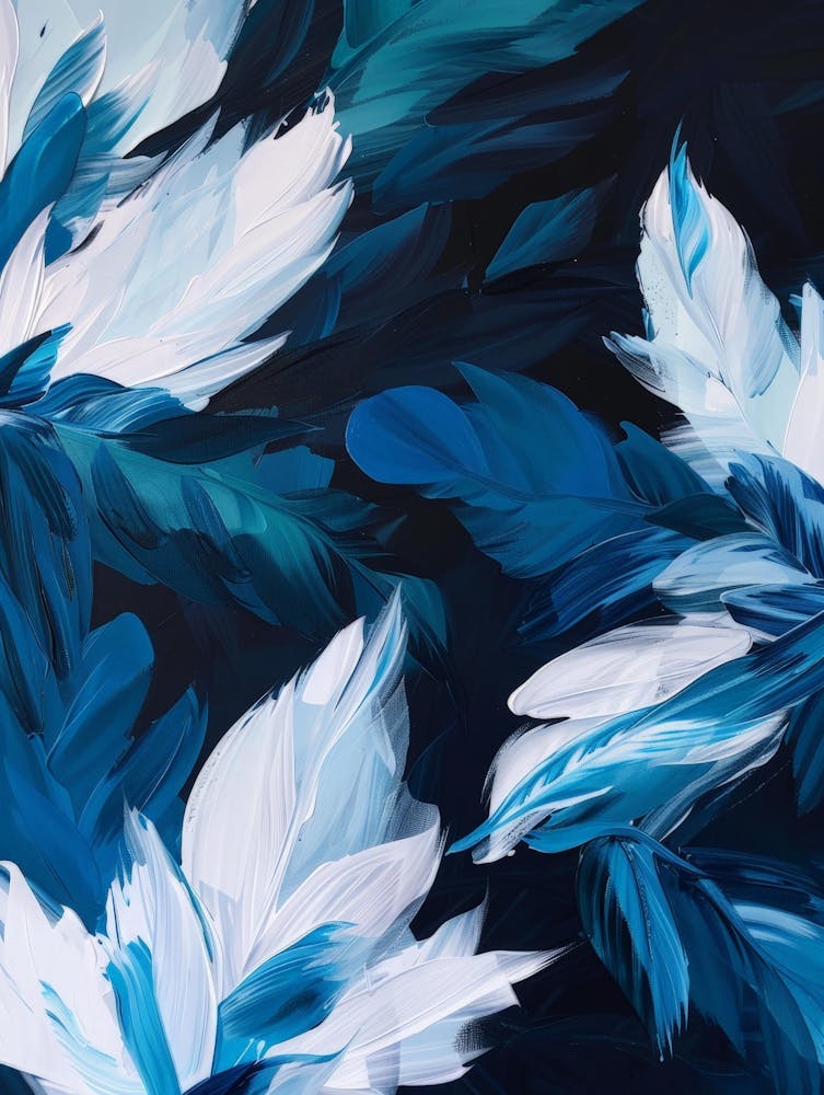 Blue And White Feathers