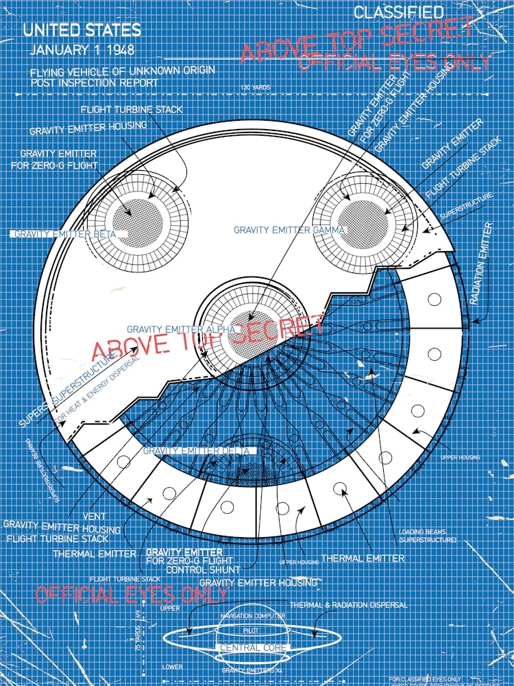 Blueprint Of A UFO Spaceship