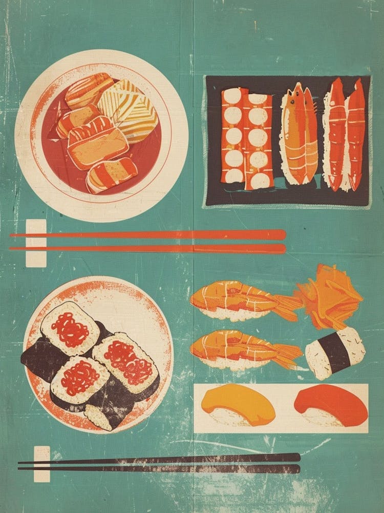 Japanese Sushi Platter Mid Century Modern 2