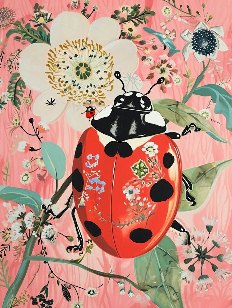 Floral Animal Painting Ladybug 2