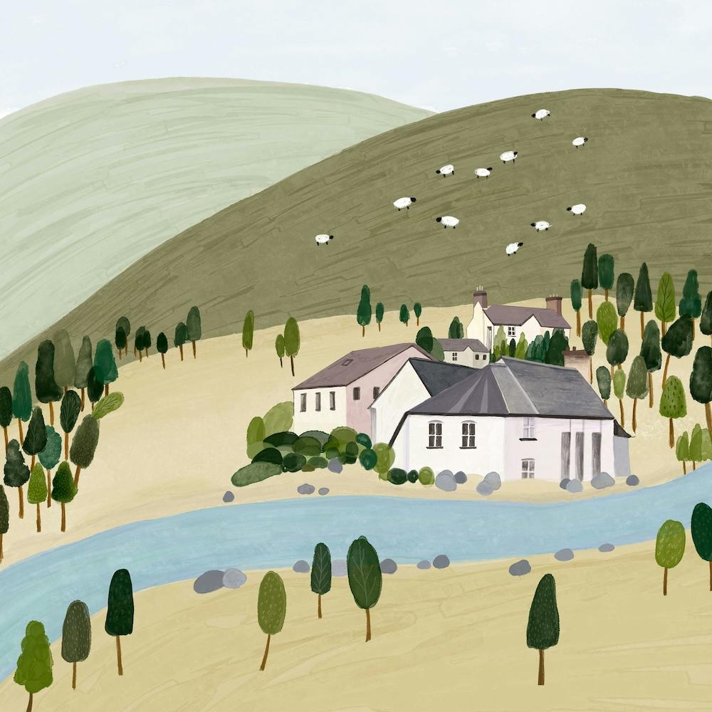 Countryside By The River Landscape Square