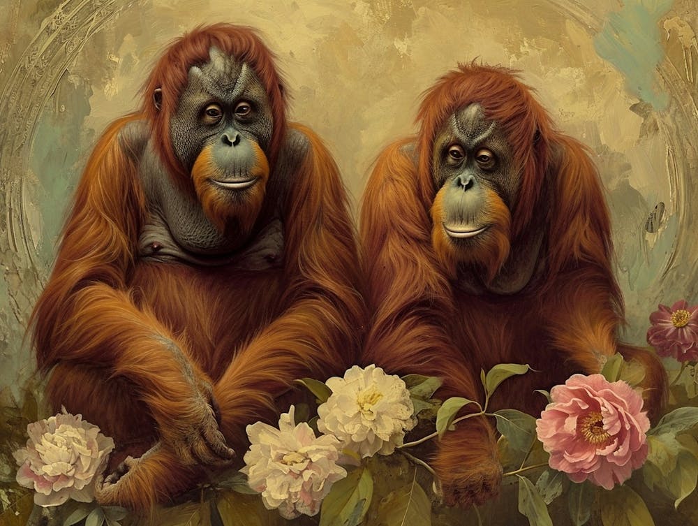 Floral Animal Illustration Orangutan 4