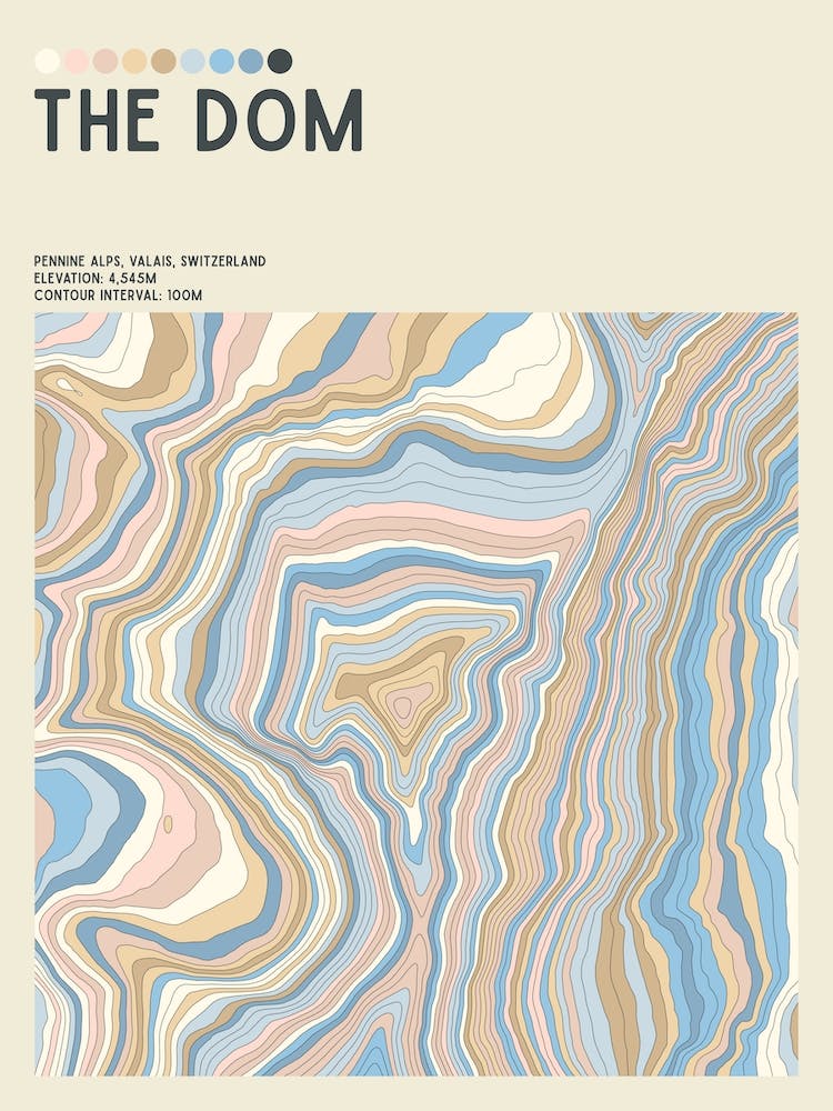 The Dom Switzerland Topographic Contour Map