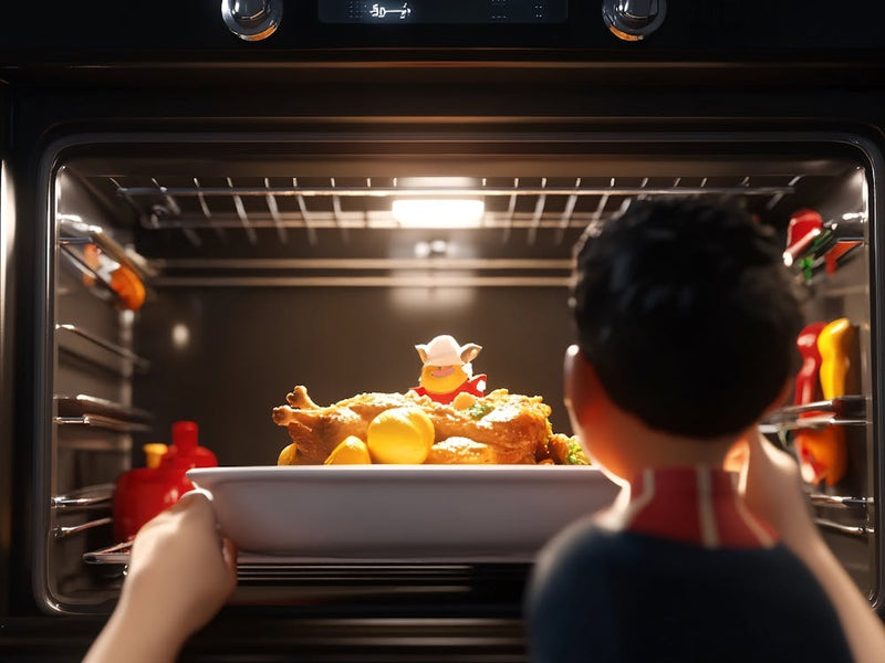 Child Preparing Food In The Oven