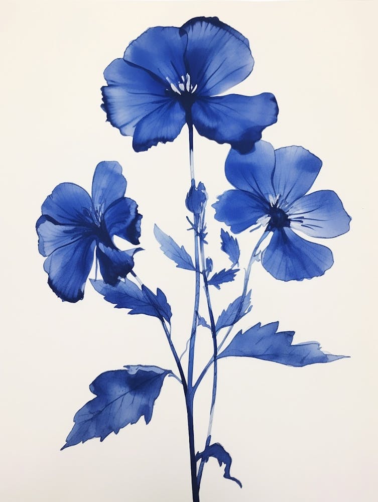 Blue Botanical Flax Flower