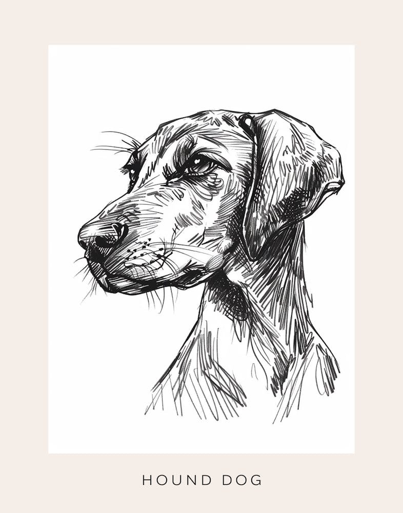 Hound Dog Line Sketch Poster
