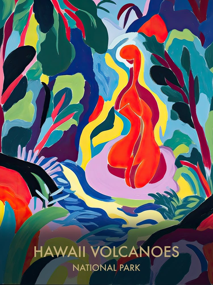 Hawaii Volcanoes National Park Travel Poster Matisse Style 1
