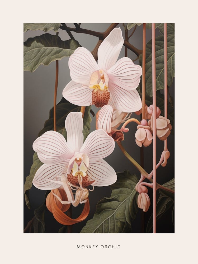 Flower Illustration Monkey Orchid 1 Poster