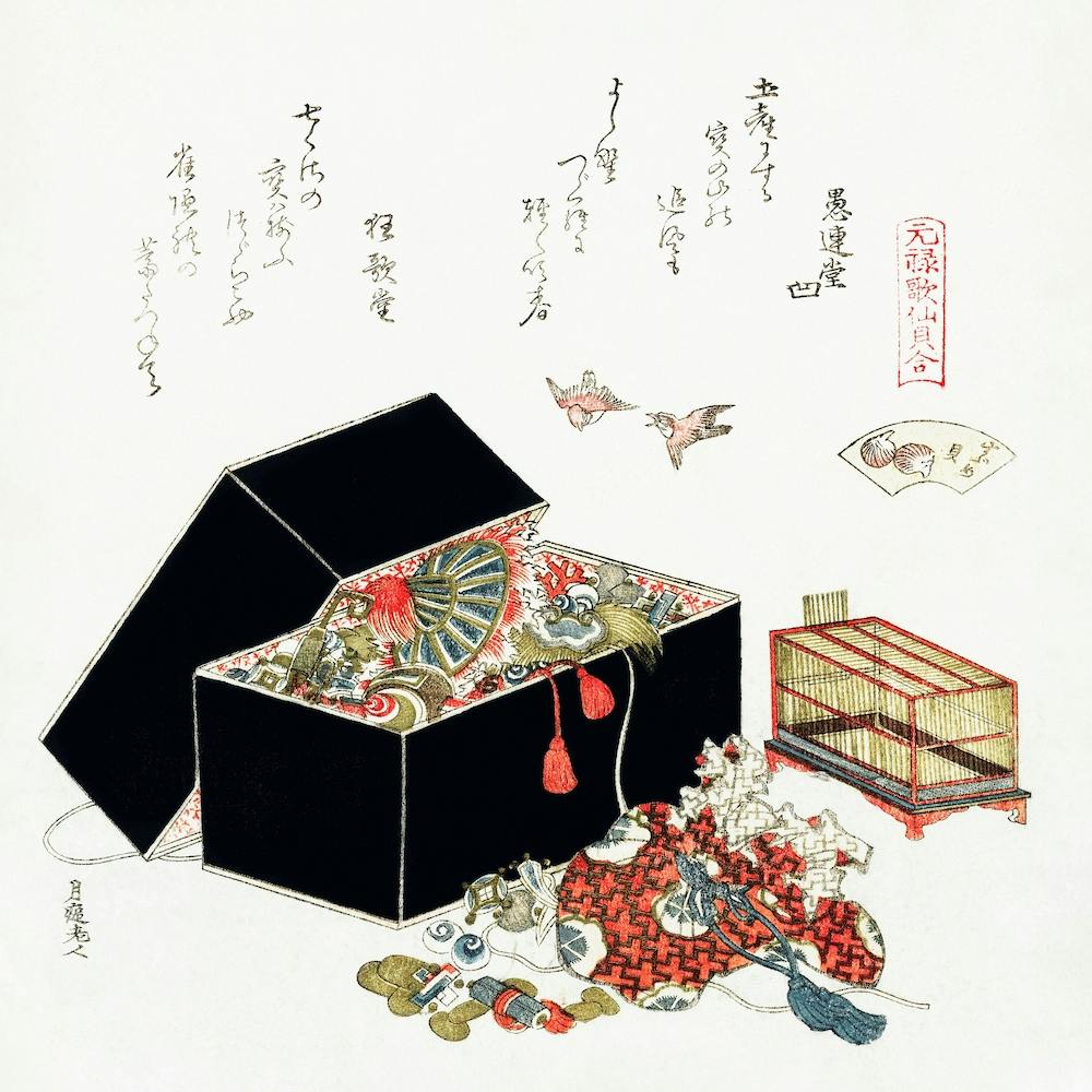 Vintage Japanese Jewelry Box,  Katsushika Hokusai