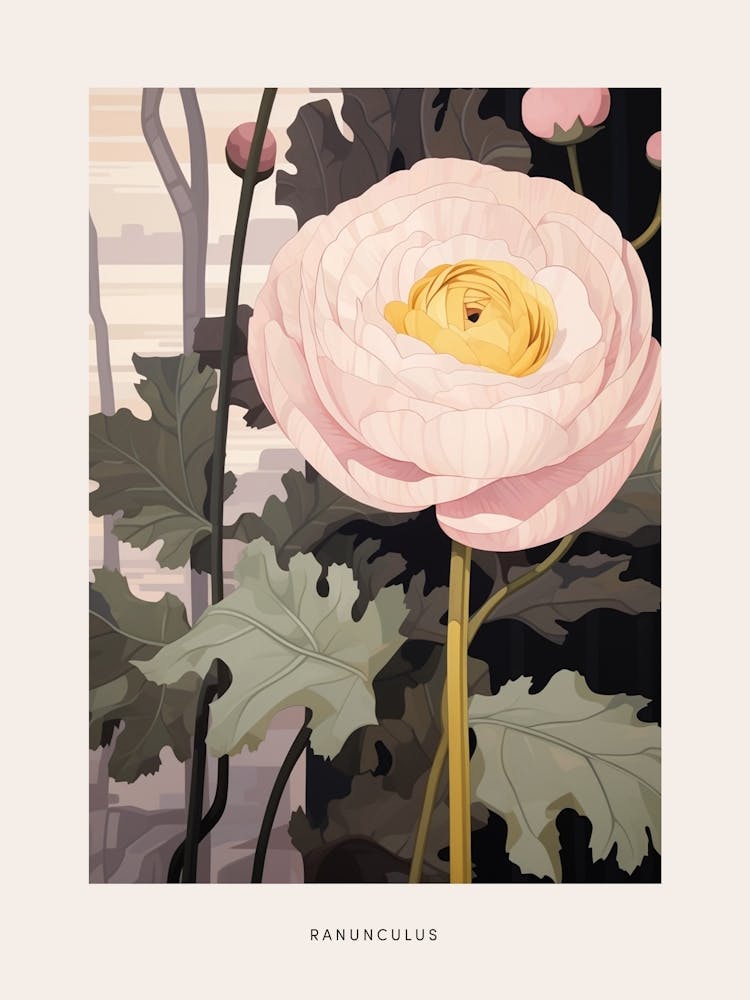 Flower Illustration Ranunculus 4 Poster