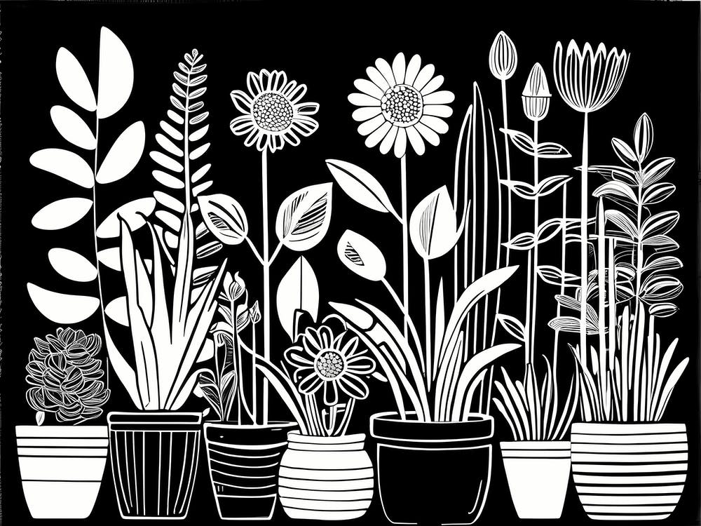 Lion cut inspired Black and white Garden plants & flowers art, Gardening art, Garden 201