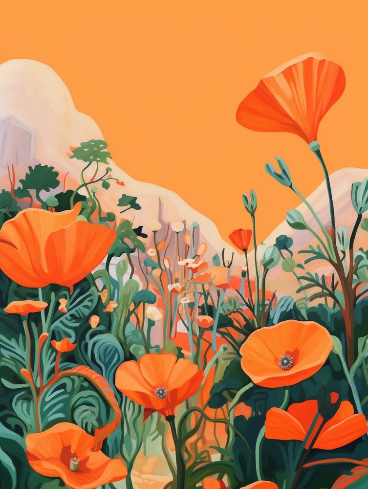 Boho Wildflower Painting California Poppy 3