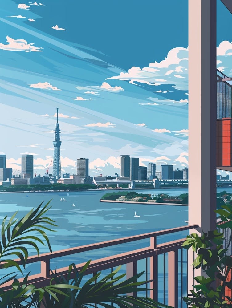 Odaiba Tokyo 1 Colourful Illustration