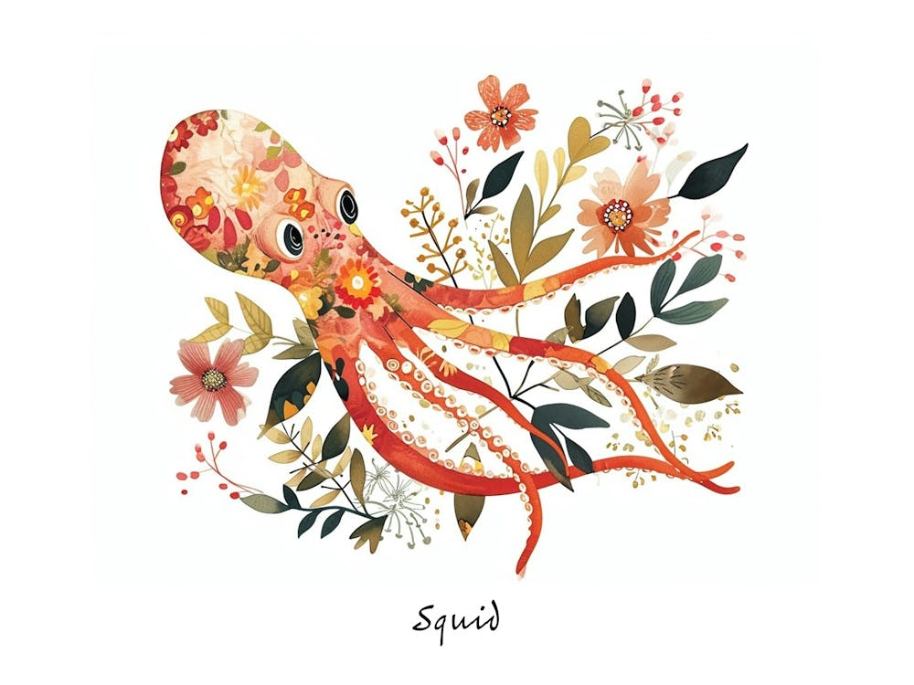 Little Floral Squid 2 Poster