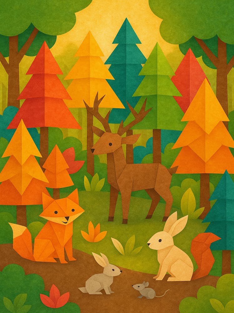 Autumn Forest Friends – Woodland Animals Printable Wall Art for Kids Room or Nursery